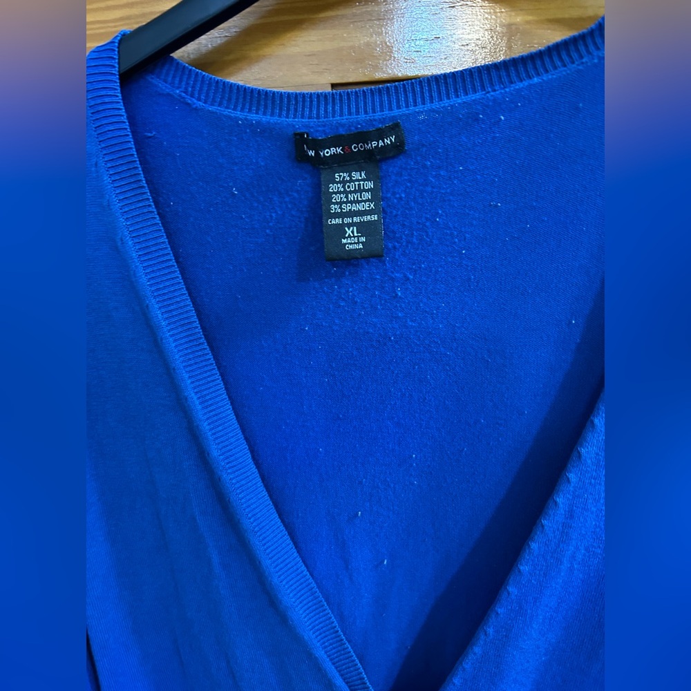 NY and Co Blue Button-Up Cardigan - Picture 2 of 6
